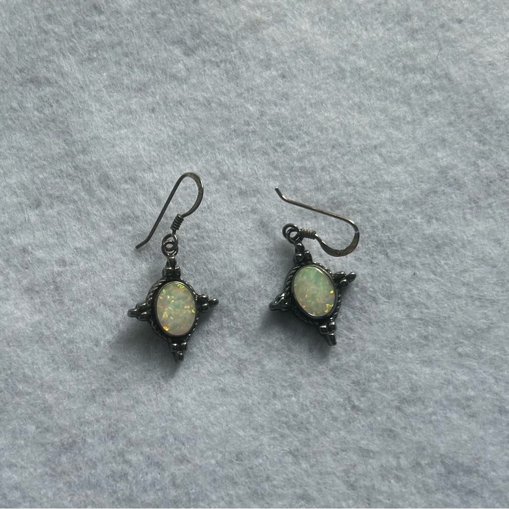 Iridescent Opal Star Earrings